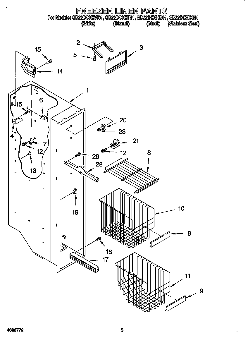 Whirlpool GD22DCXHB01 freezer liner diagram