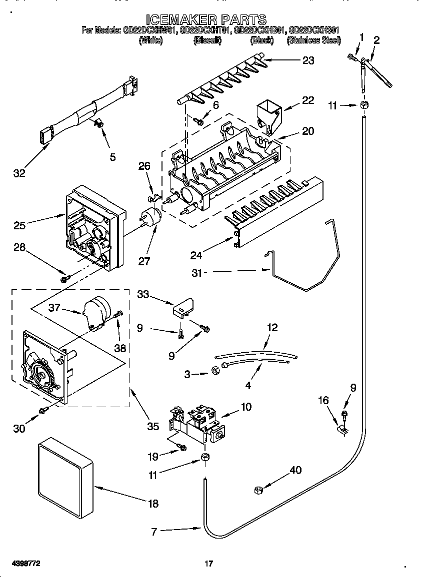 Whirlpool GD22DCXHB01 ice maker diagram