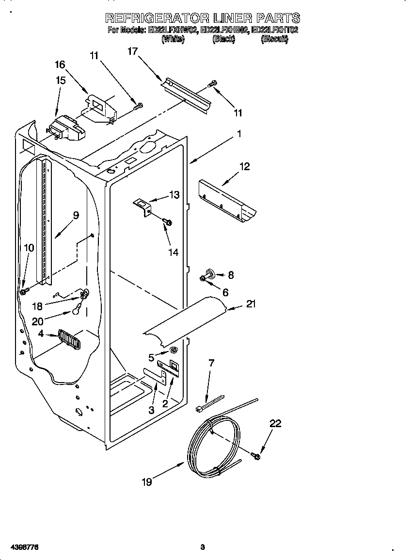 Whirlpool ED22LFXHB02 refrigerator liner diagram