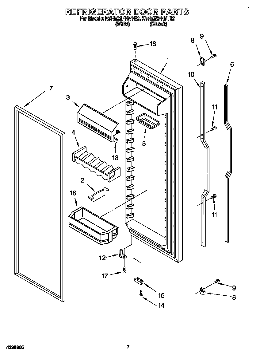 KitchenAid KSRE22FHWH02 refrigerator door diagram