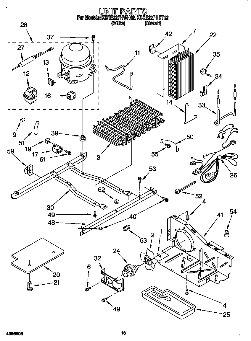 KitchenAid KSRE22FHWH02 unit diagram