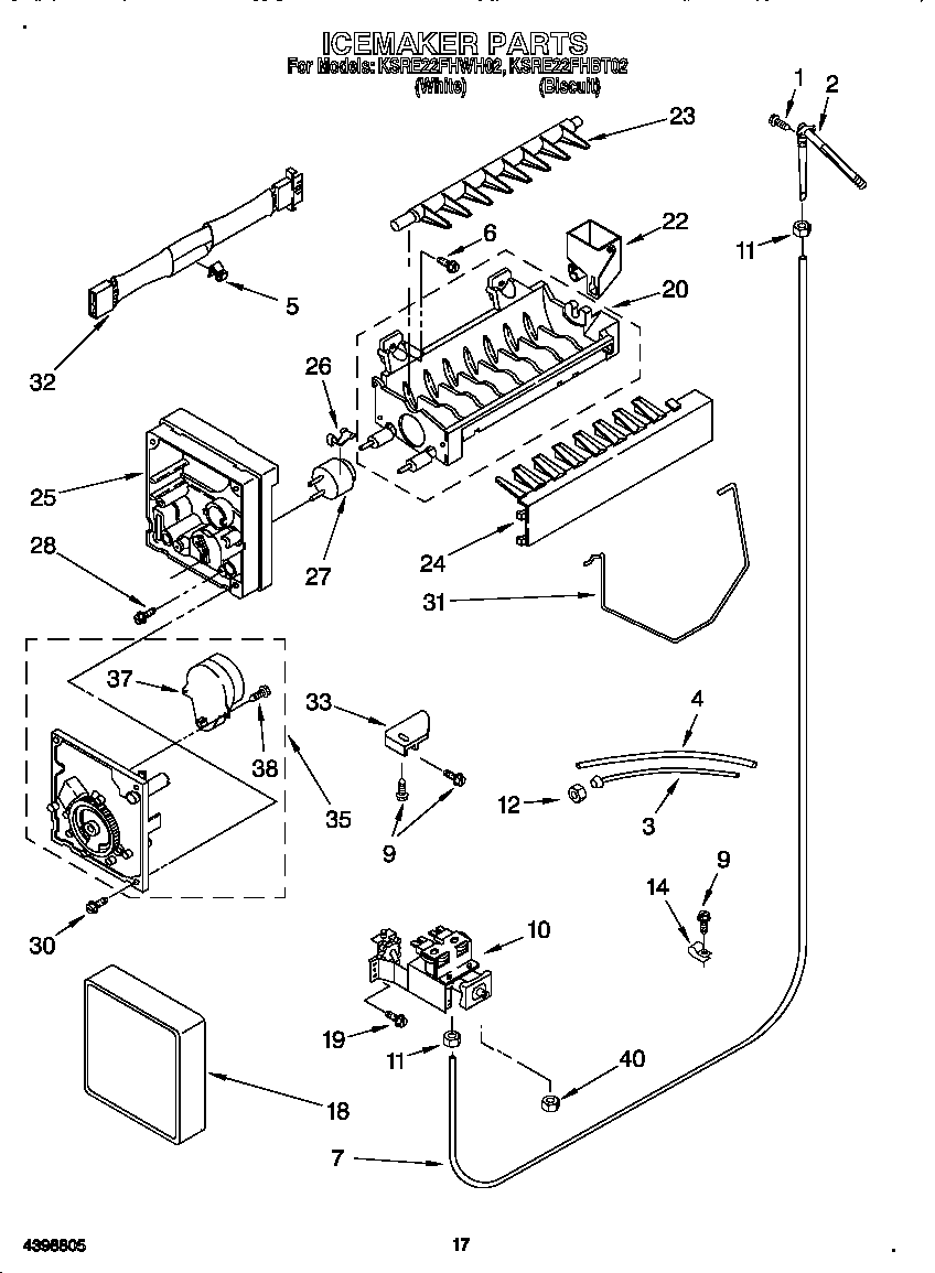 KitchenAid KSRE22FHWH02 ice maker diagram