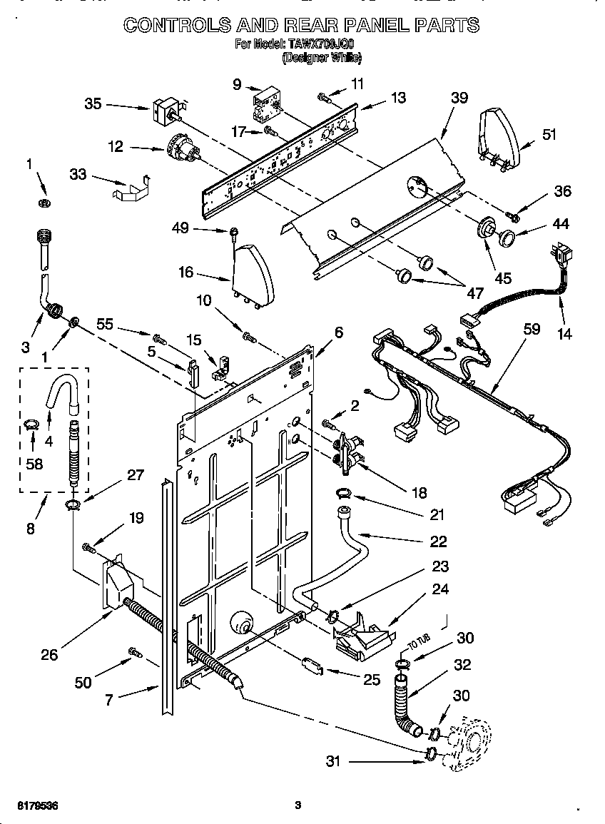Estate TAWX700JQ0 controls and rear panel diagram