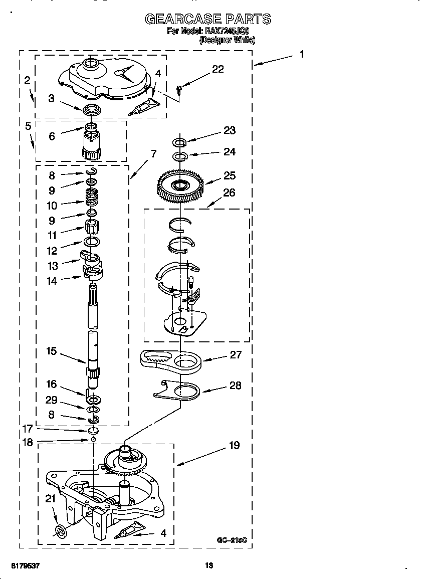 Roper RAX7245JQ0 gearcase diagram