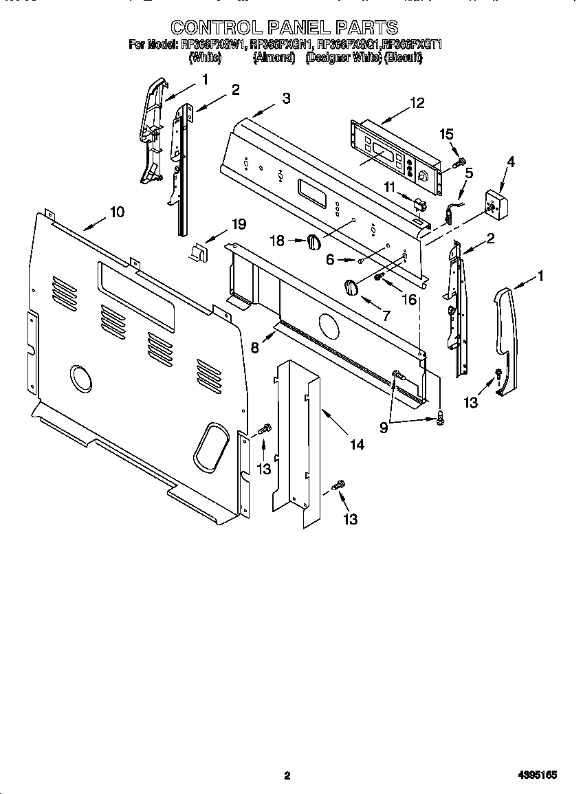 Whirlpool RF366PXGT1 control panel diagram