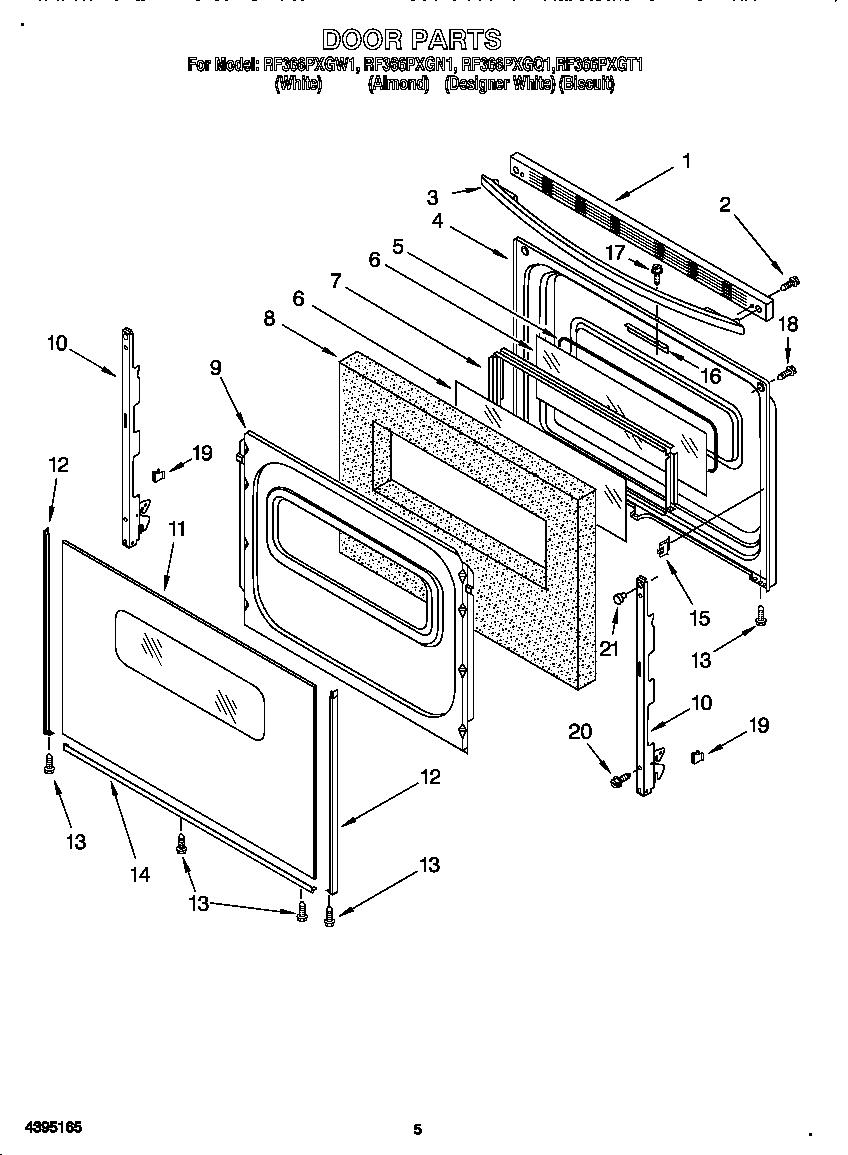 Whirlpool RF366PXGT1 door diagram