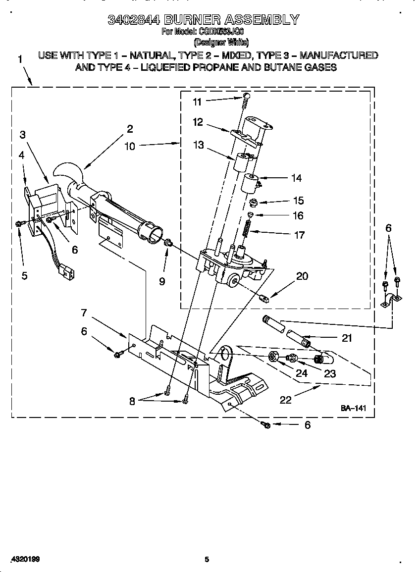 Crosley CGDX563JQ0 3402844 burner assembly diagram