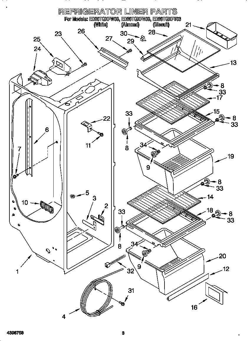 Whirlpool ED20TQXFW03 refrigerator liner diagram