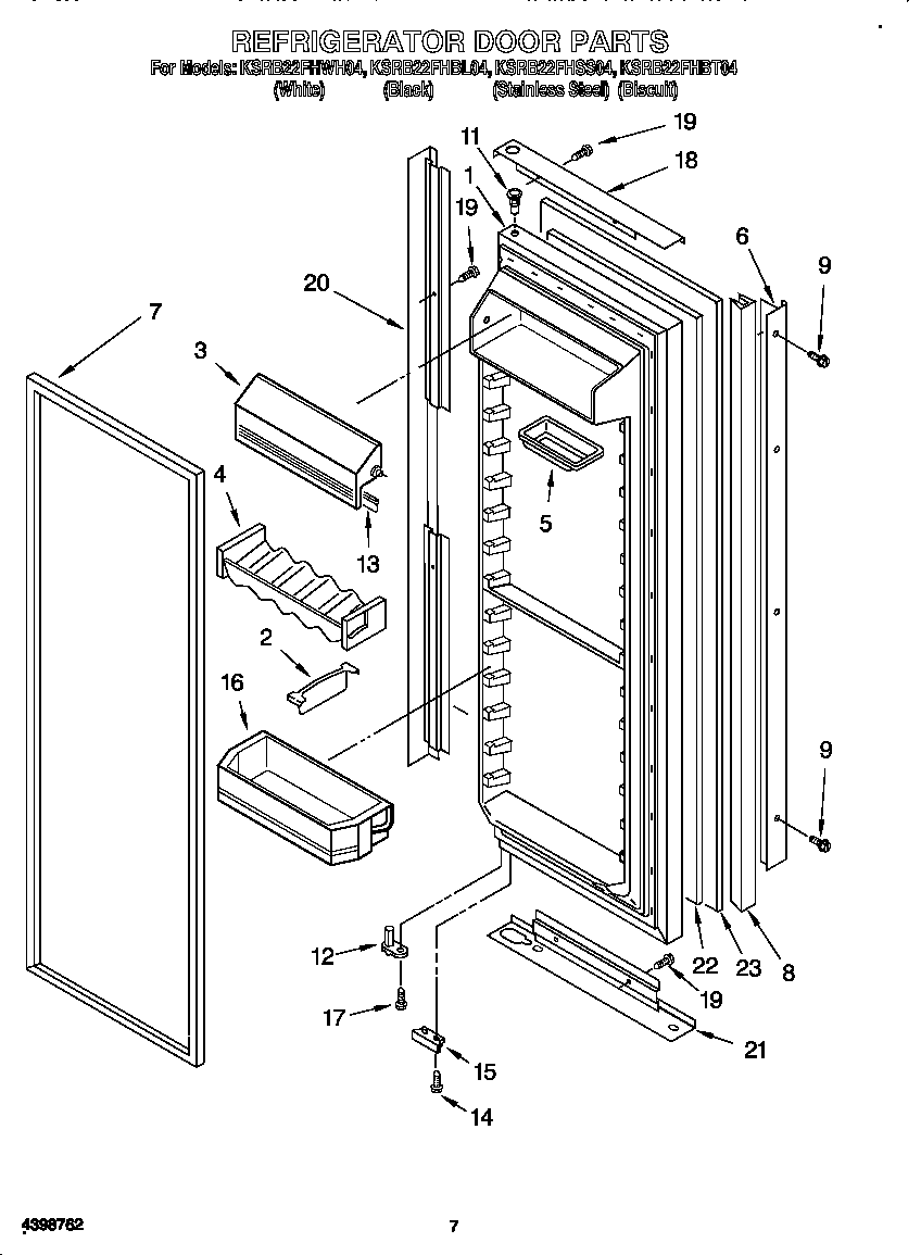 KitchenAid KSRB22FHBL04 refrigerator door diagram