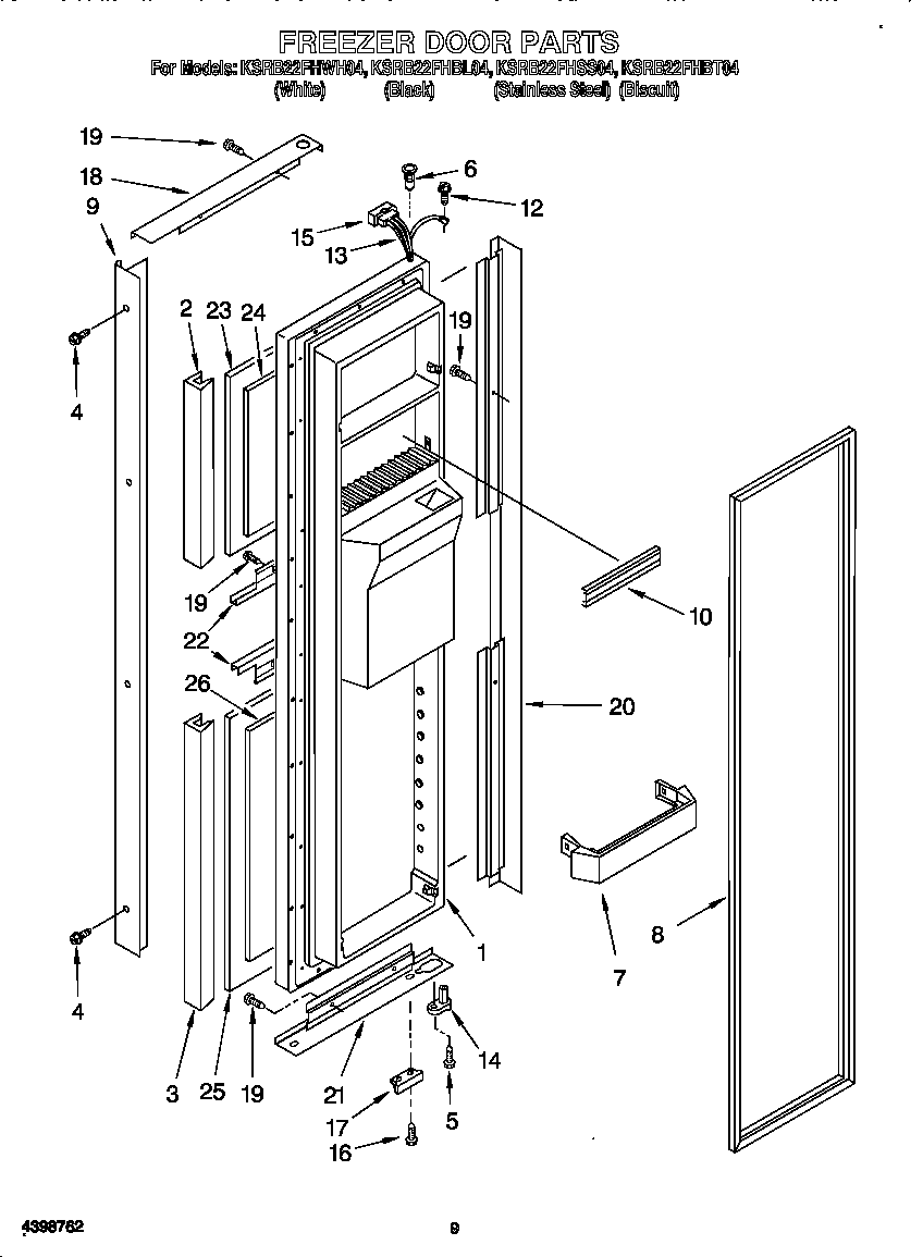 KitchenAid KSRB22FHBL04 freezer door diagram