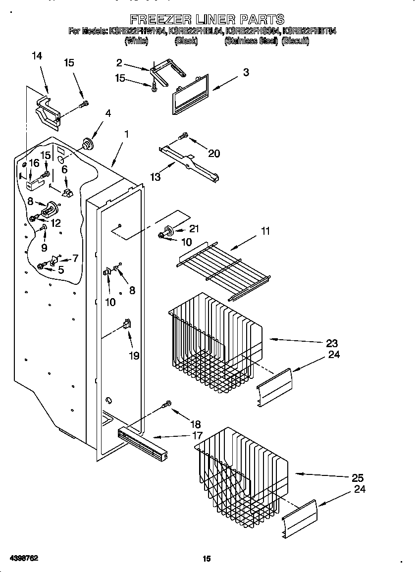 KitchenAid KSRB22FHBL04 freezer liner diagram