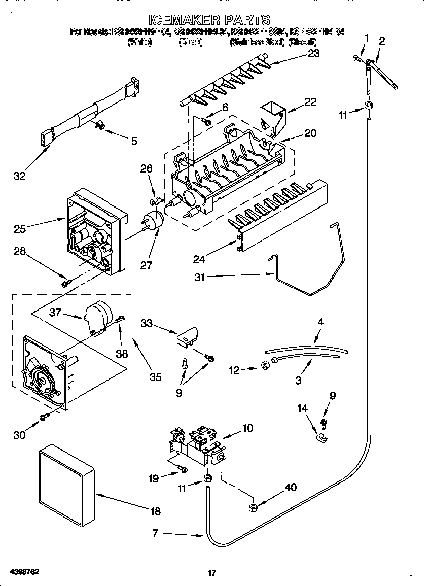 KitchenAid KSRB22FHBL04 ice maker diagram