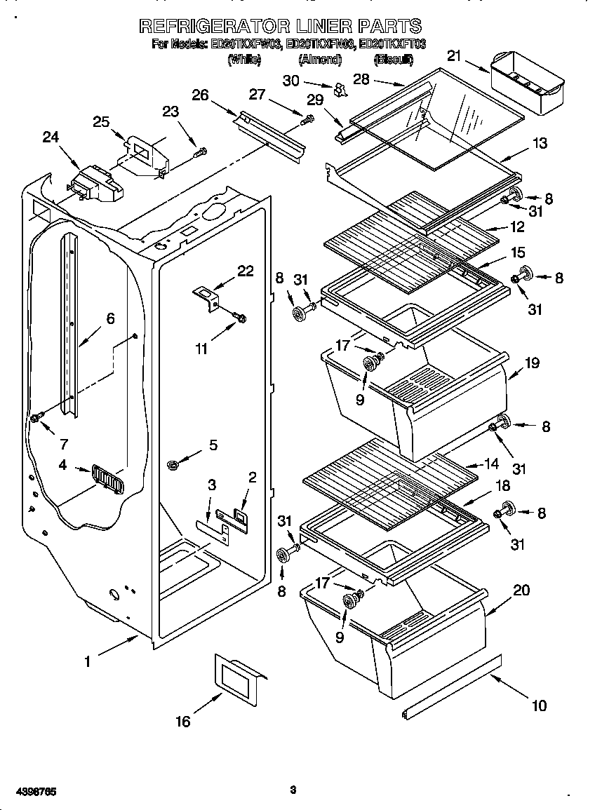 Whirlpool ED20TKXFN03 refrigerator liner diagram