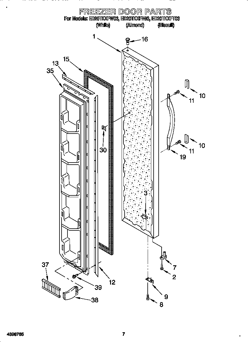 Whirlpool ED20TKXFN03 freezer door diagram
