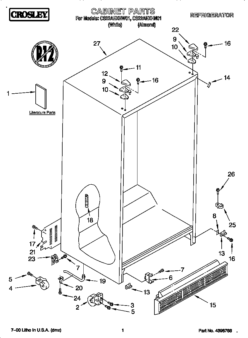 Crosley CS22AEXHW01 cabinet diagram