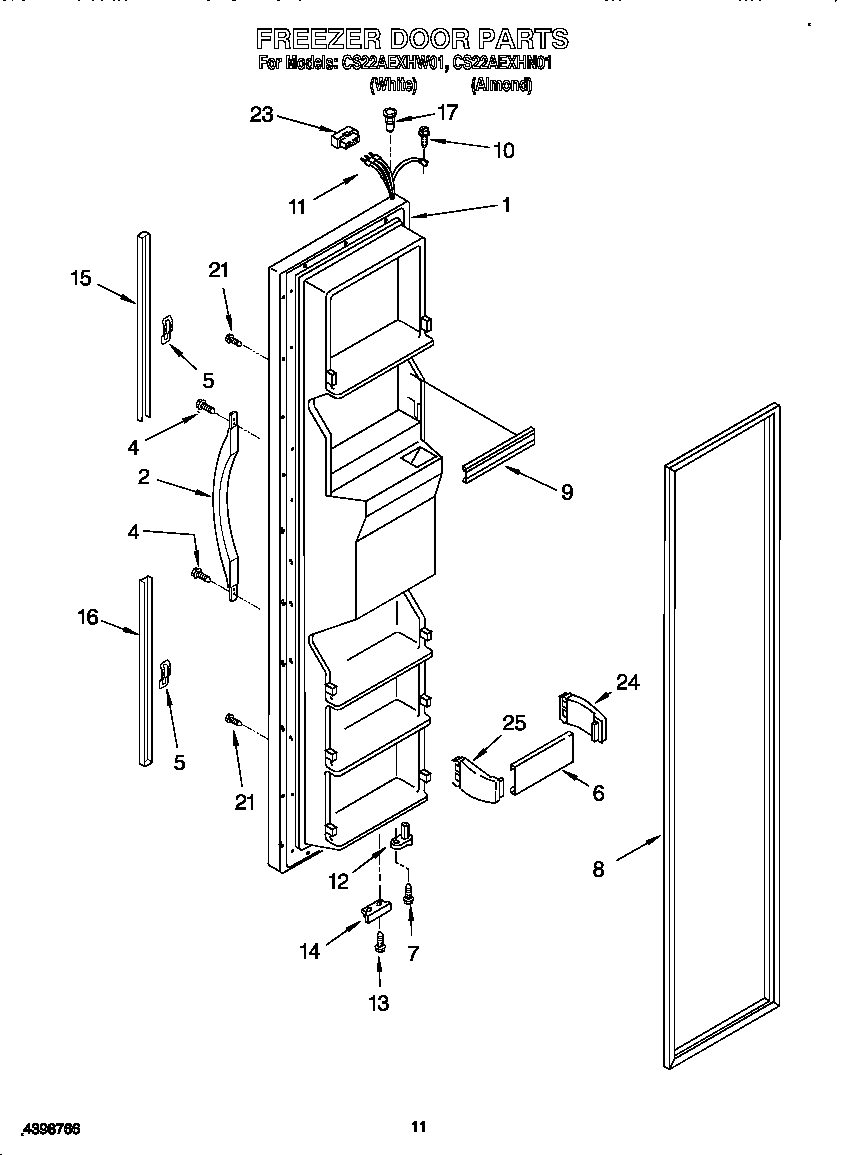 Crosley CS22AEXHW01 freezer door diagram