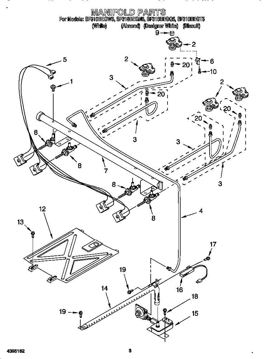 Whirlpool SF310BEGT5 manifold diagram