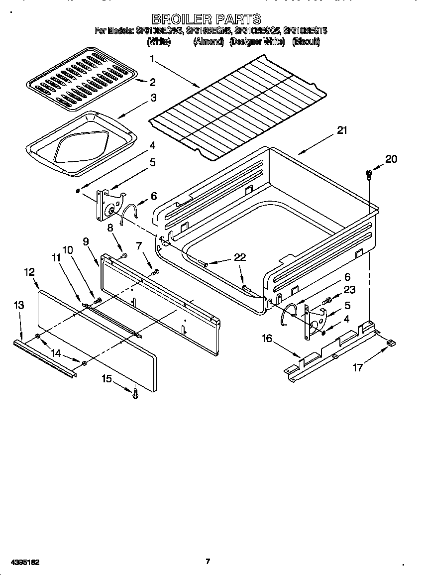Whirlpool SF310BEGT5 broiler diagram