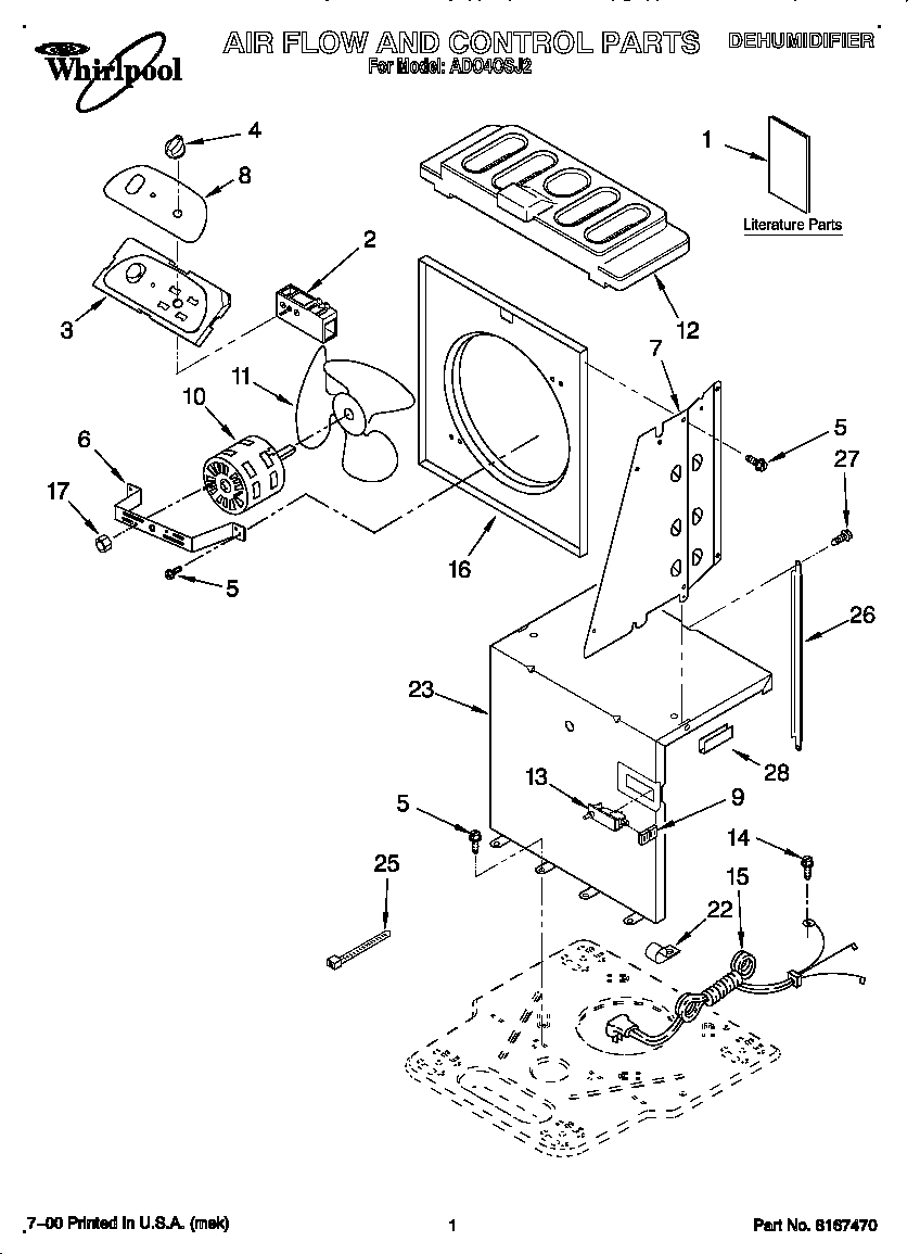 Whirlpool AD040SJ2 airflow and control diagram