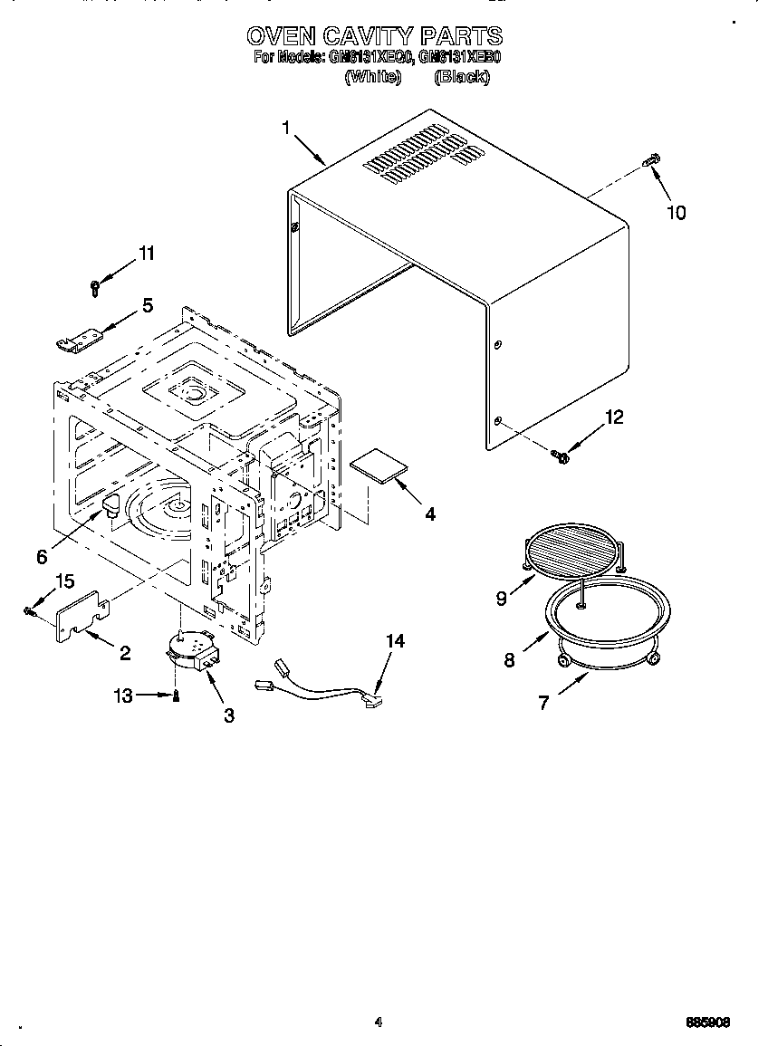 Whirlpool GM8131XEQ0 oven cavity diagram