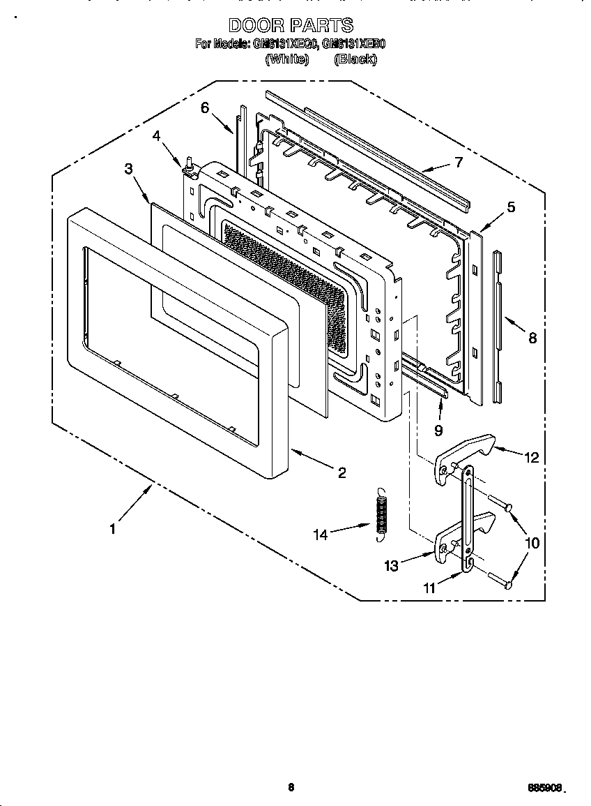 Whirlpool GM8131XEQ0 door diagram