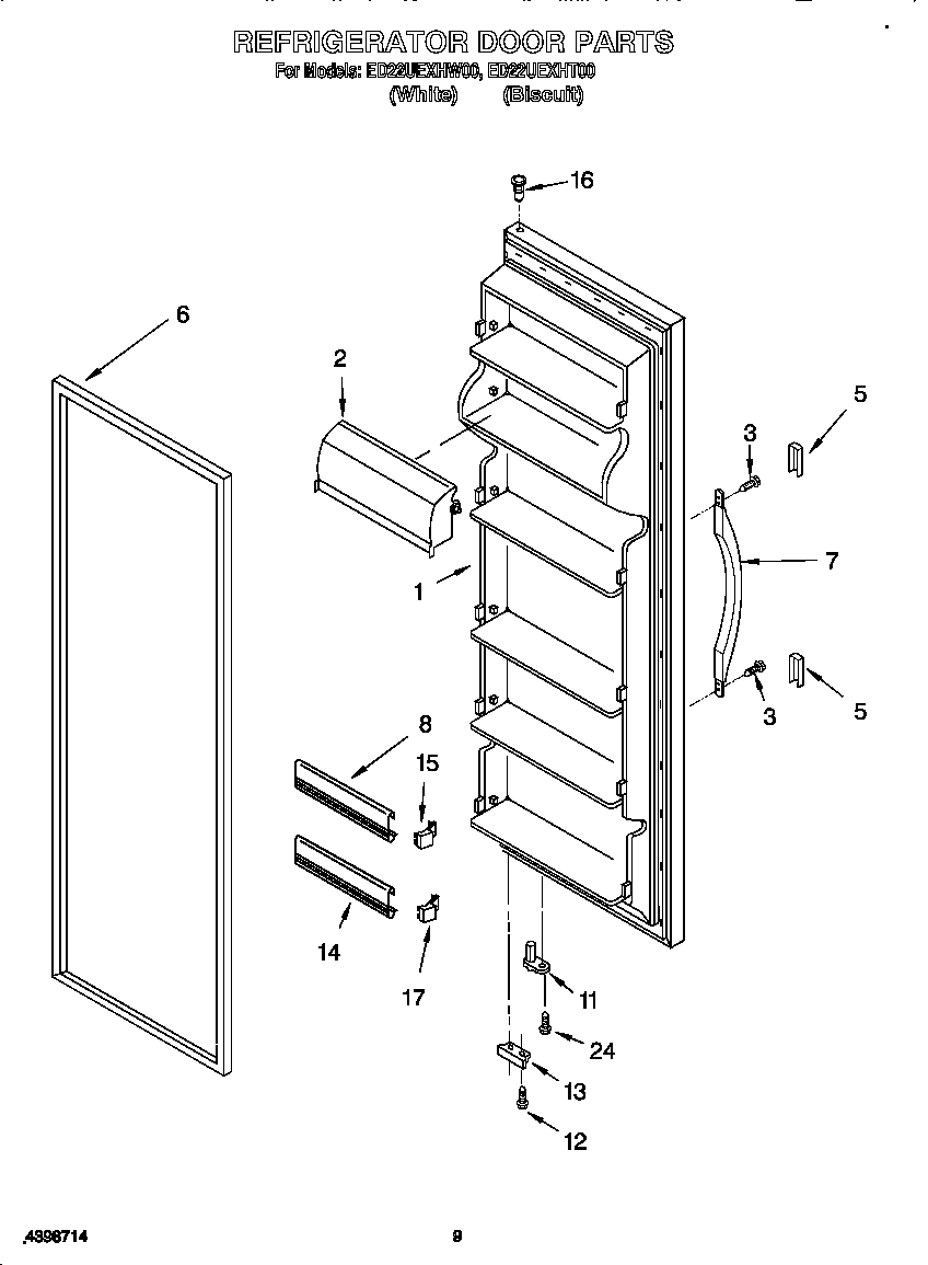 Whirlpool ED22UEXHW00 refrigerator door diagram