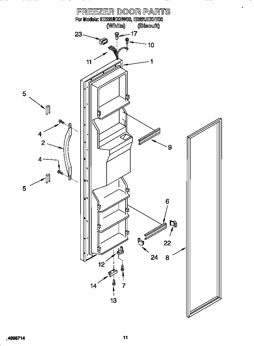 Whirlpool ED22UEXHW00 freezer door diagram