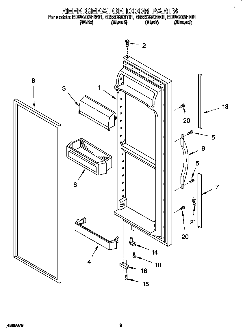 Whirlpool ED22CQXHN01 refrigerator door diagram