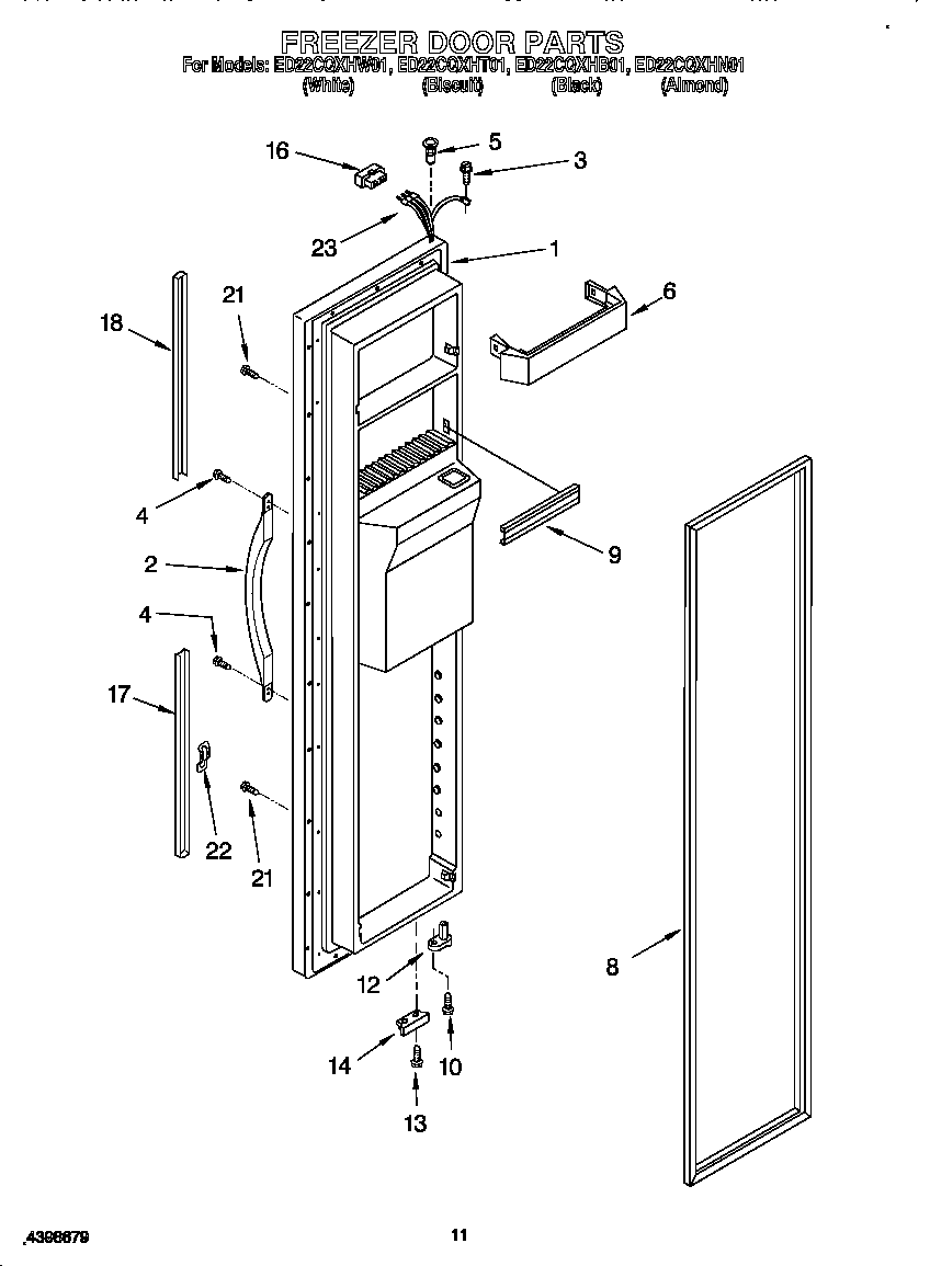 Whirlpool ED22CQXHN01 freezer door diagram