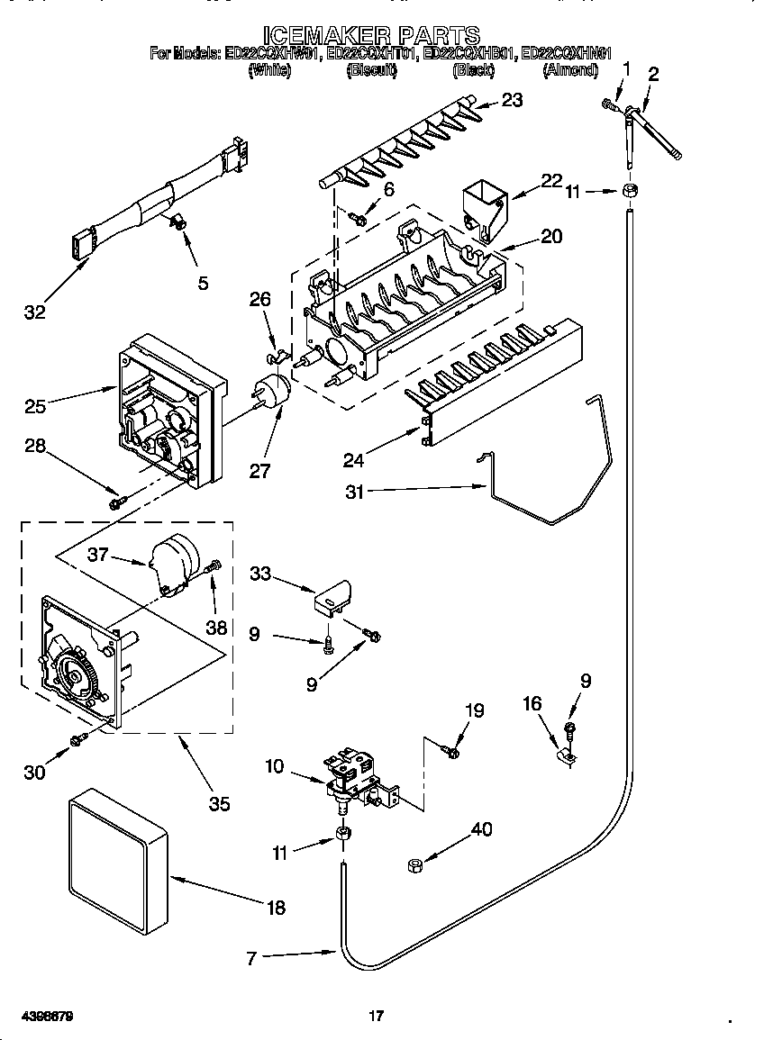Whirlpool ED22CQXHN01 ice maker diagram