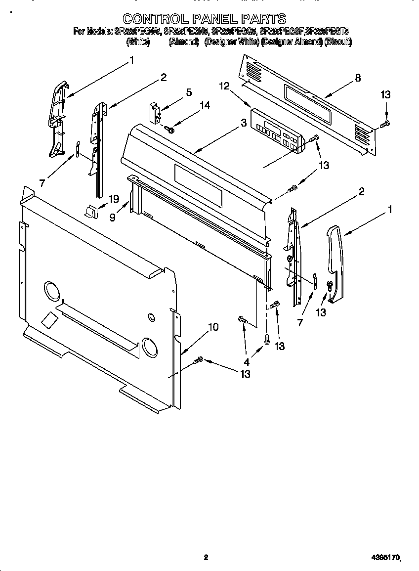 Whirlpool SF325PEGT5 control panel diagram