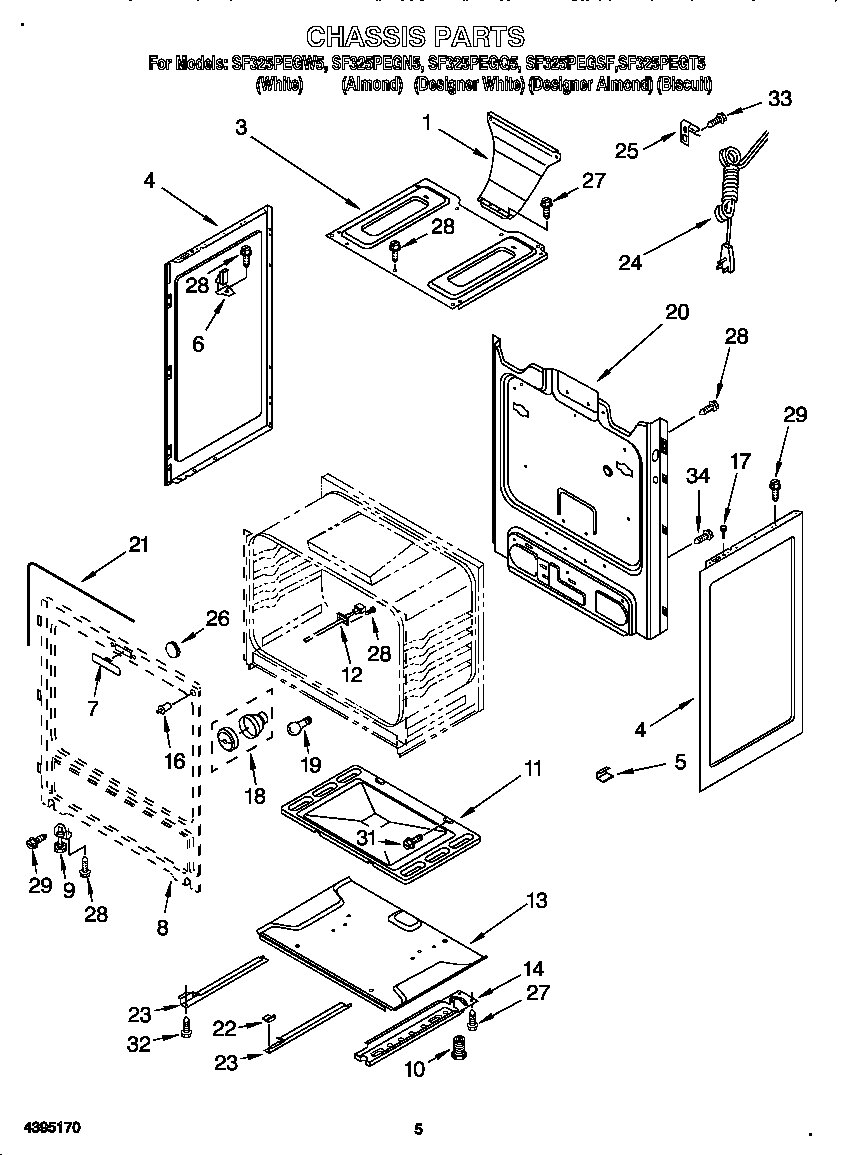 Whirlpool SF325PEGT5 chassis diagram