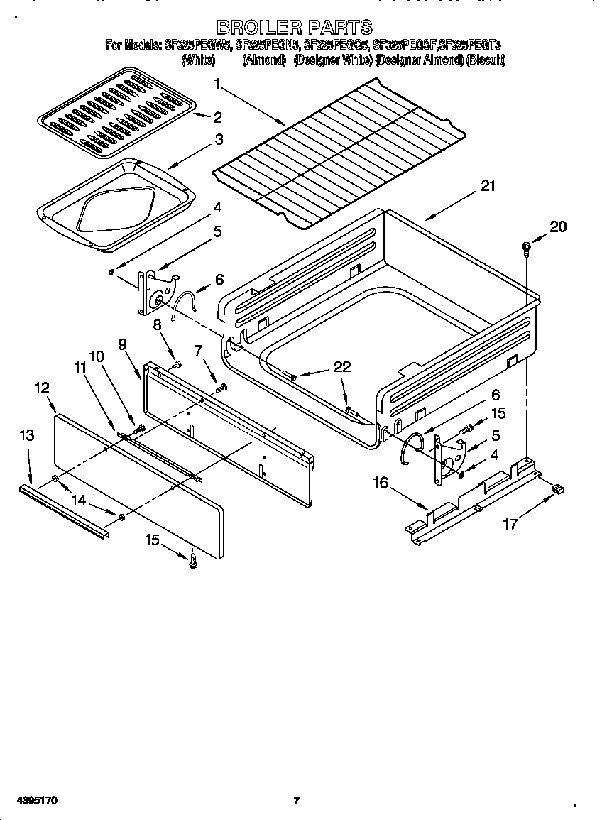 Whirlpool SF325PEGT5 broiler diagram