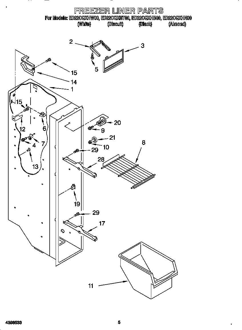 Whirlpool ED22CQXHB00 freezer liner diagram