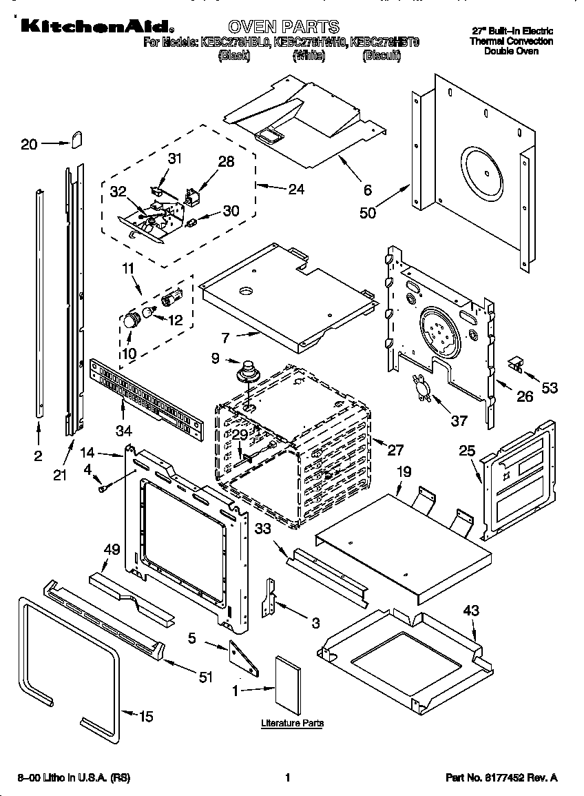 KitchenAid KEBC278HBT0 oven diagram