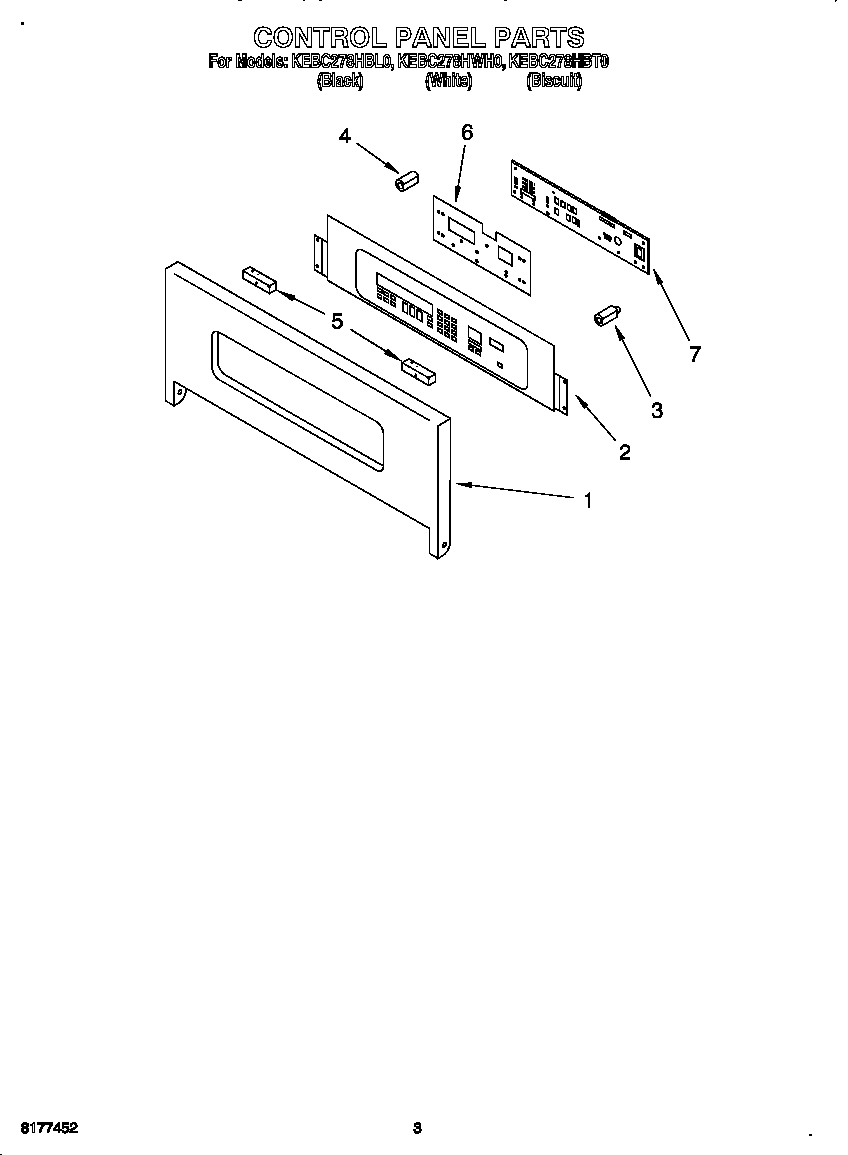 KitchenAid KEBC278HBT0 control panel diagram