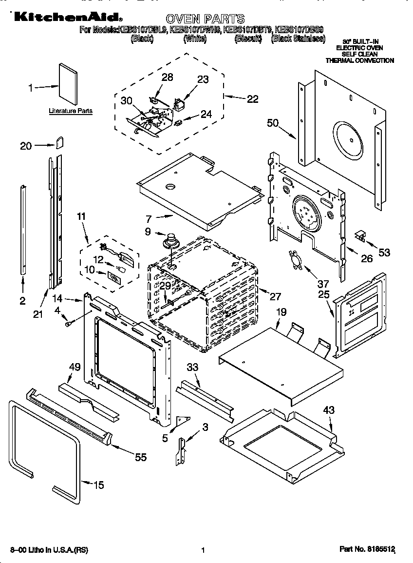 KitchenAid KEBS107DWH9 oven diagram