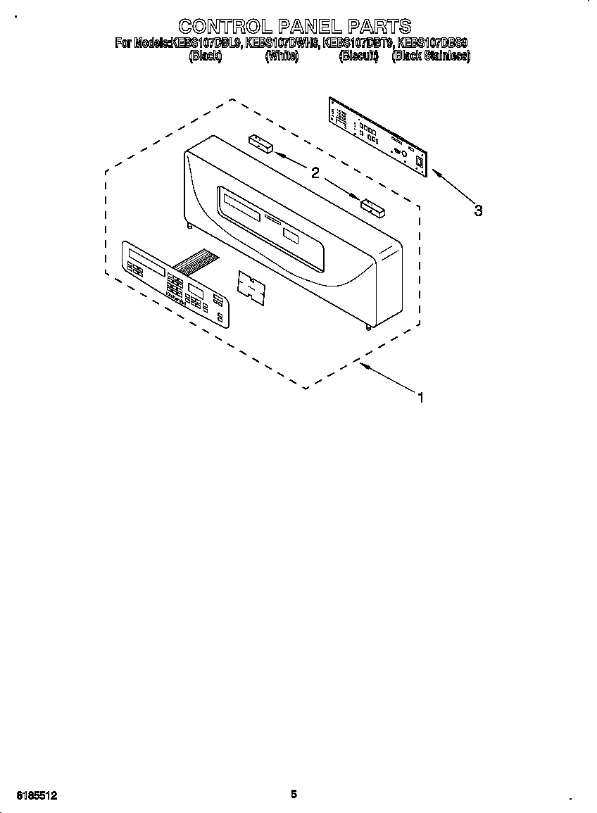 KitchenAid KEBS107DWH9 control panel diagram
