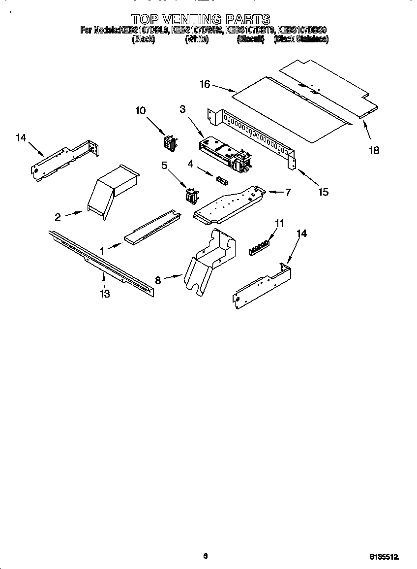 KitchenAid KEBS107DWH9 top venting diagram