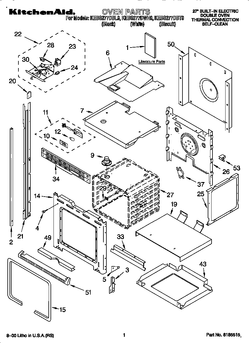 KitchenAid KEBS277DWH9 oven diagram