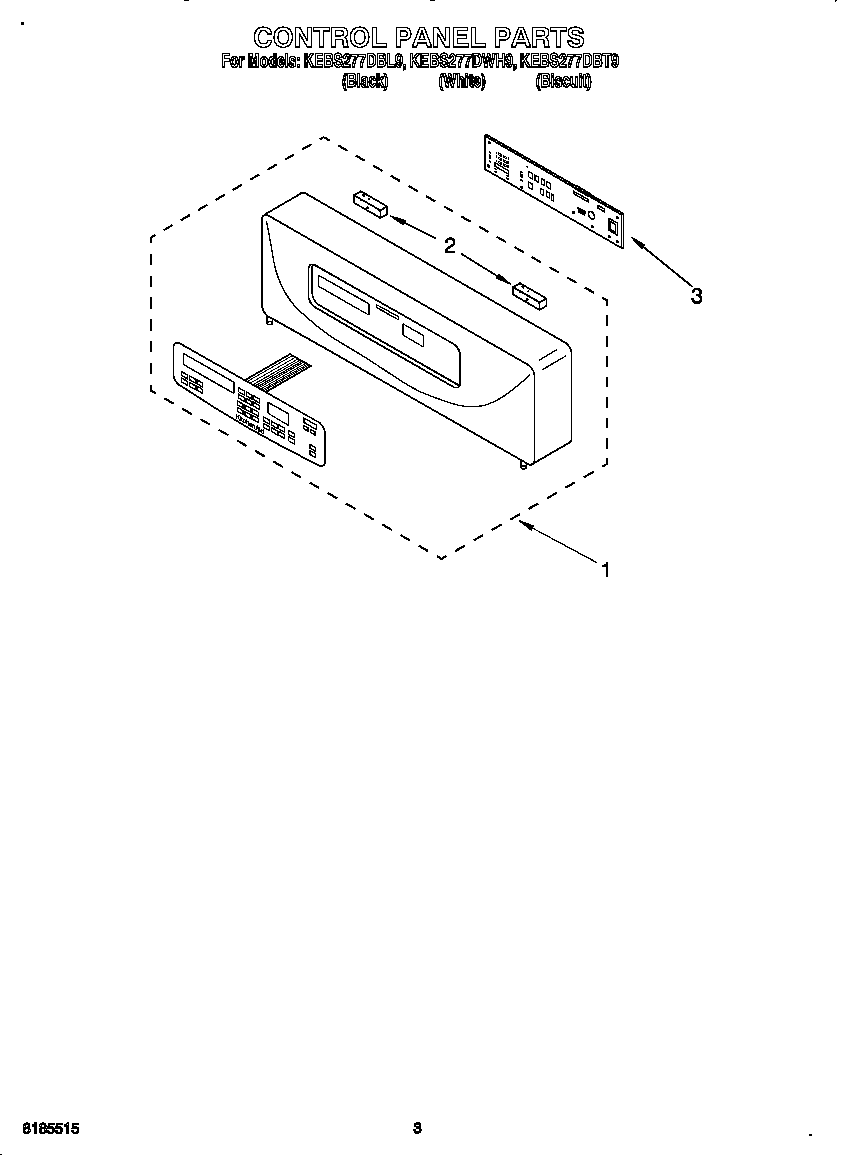 KitchenAid KEBS277DWH9 control panel diagram