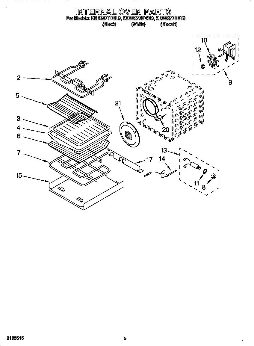 KitchenAid KEBS277DWH9 internal oven diagram