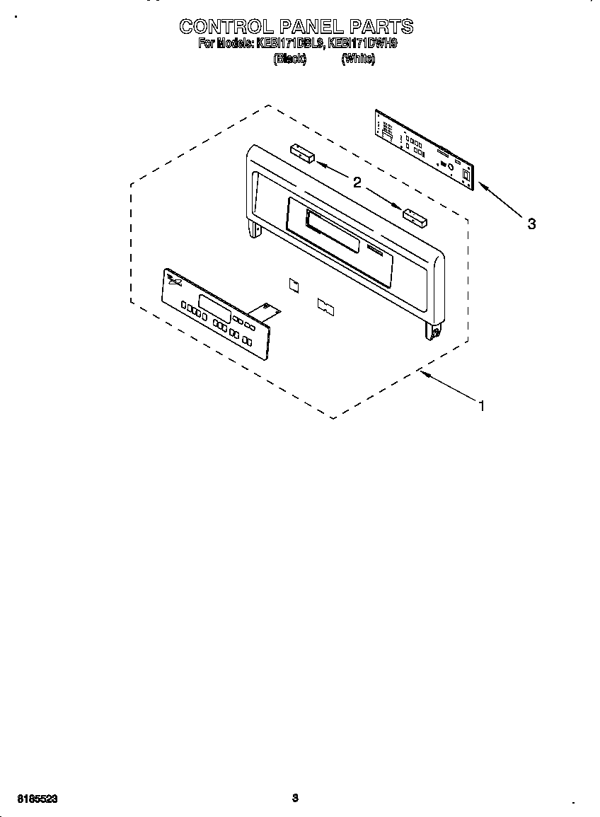KitchenAid KEBI171DBL9 control panel diagram