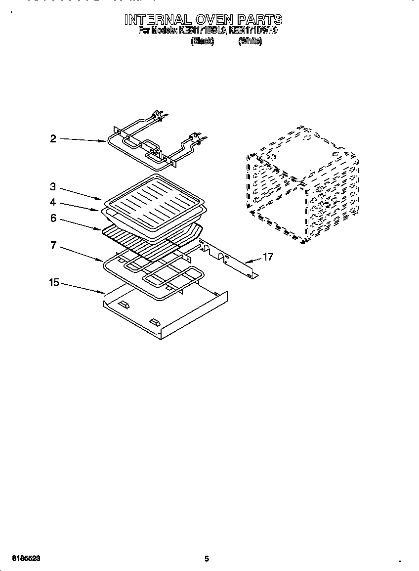 KitchenAid KEBI171DBL9 internal oven diagram