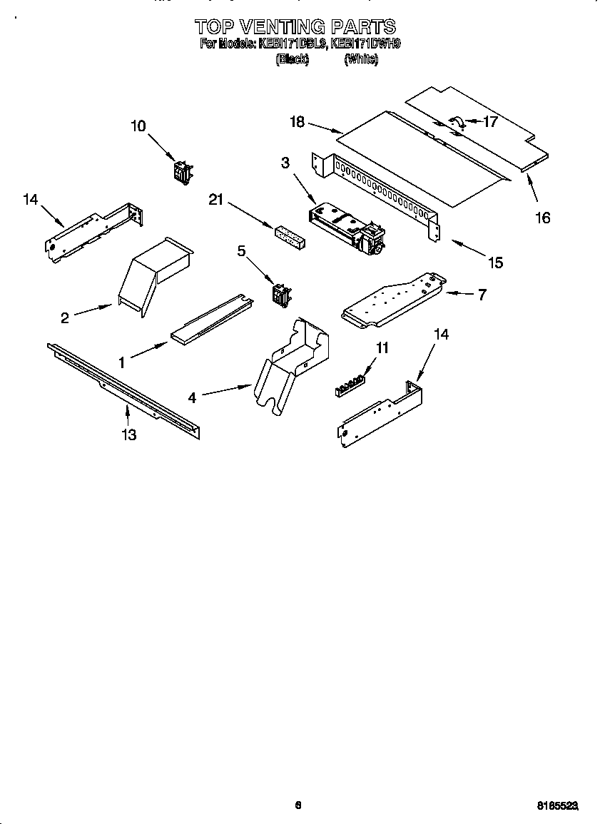 KitchenAid KEBI171DBL9 top venting diagram