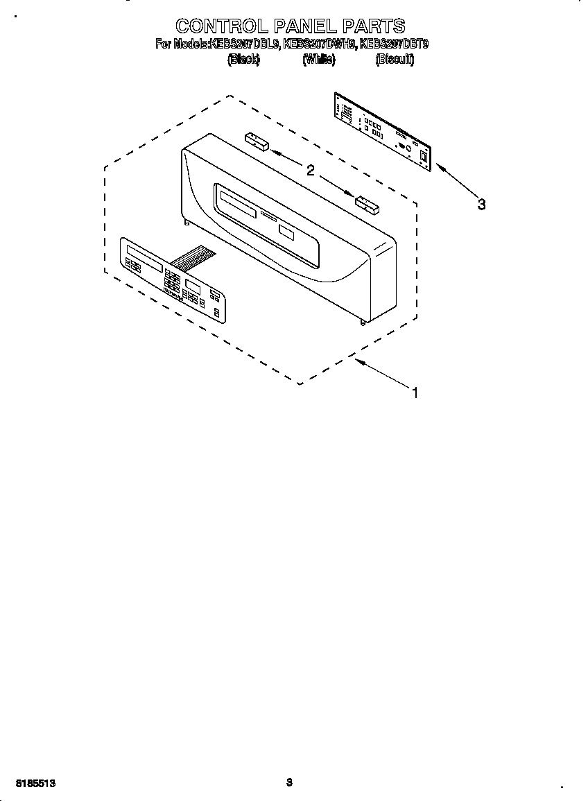 KitchenAid KEBS207DBT9 control panel diagram