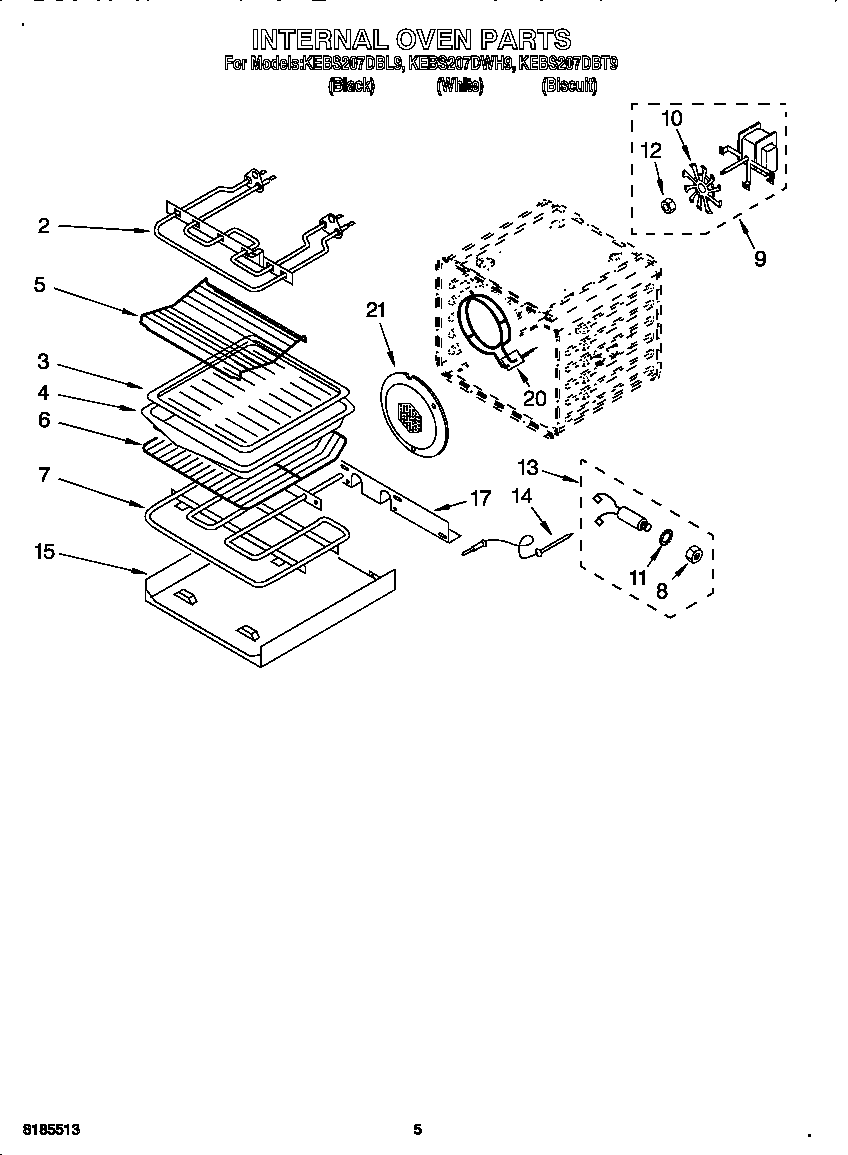 KitchenAid KEBS207DBT9 internal oven diagram