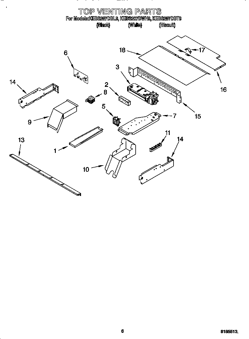KitchenAid KEBS207DBT9 top venting diagram