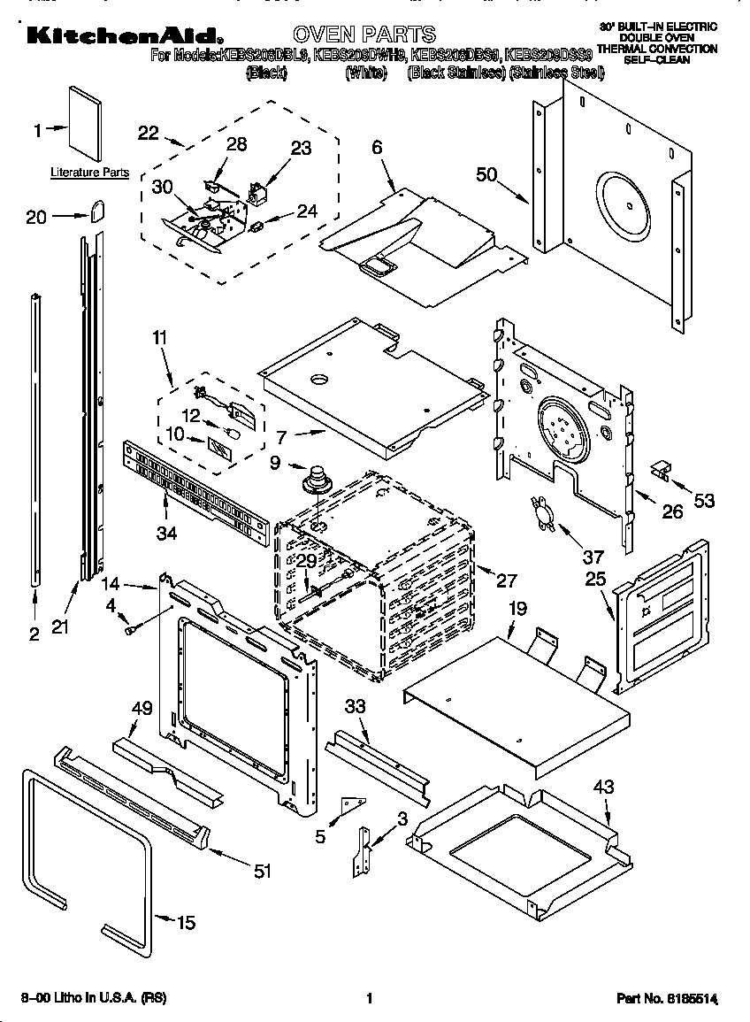 KitchenAid KEBS208DWH9 oven diagram