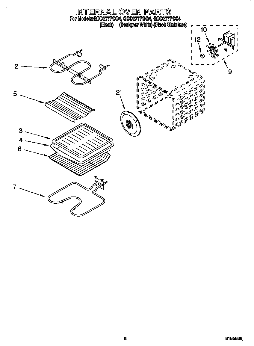 Whirlpool GBD277PDQ4 internal oven diagram